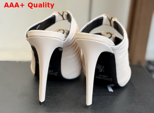 Saint Laurent Emilie Mules in White Satin Crepe Replica
