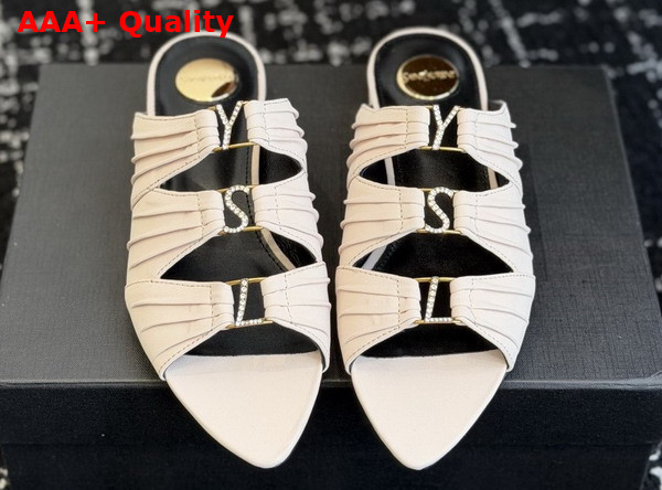 Saint Laurent Emilie Mules in White Satin Crepe Replica