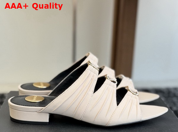 Saint Laurent Emilie Mules in White Satin Crepe Replica