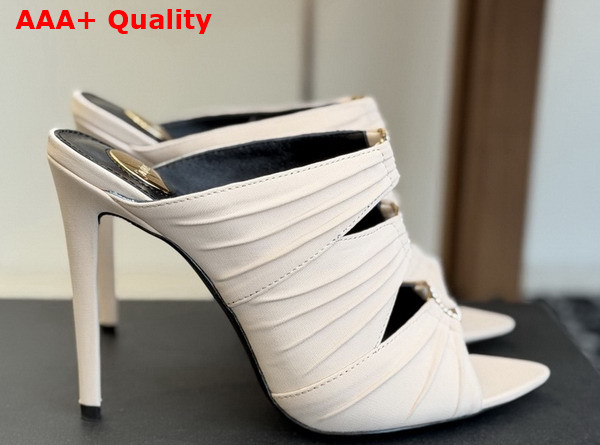 Saint Laurent Emilie Mules in White Satin Crepe Replica