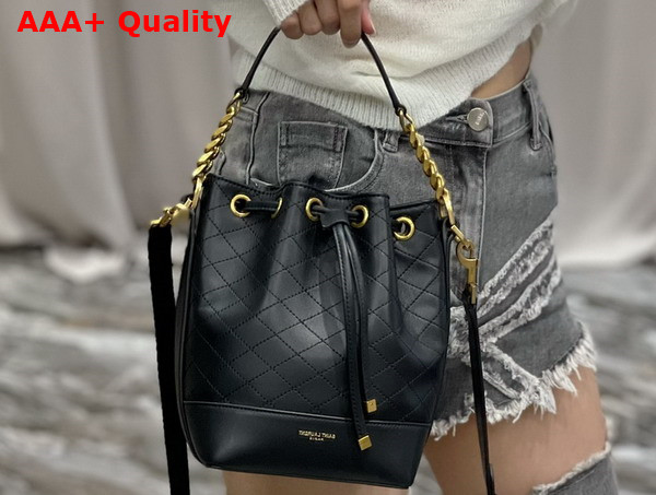 Saint Laurent Emmanuelle Small Bucket Bag in Black Quilted Lambskin Replica