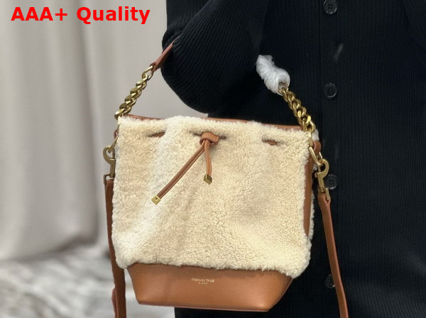 Saint Laurent Emmanuelle Small Bucket Bag in Shearling and Smooth Leather Replica