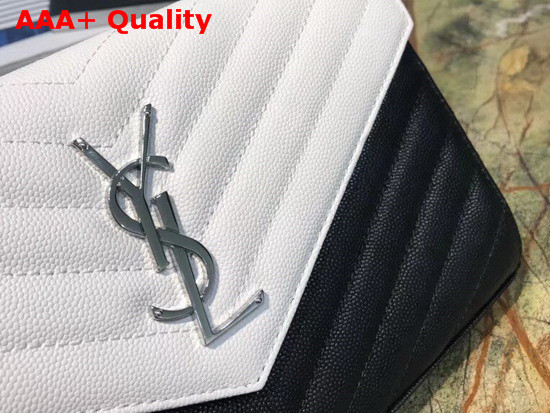 Saint Laurent Envelope Chain Bag in Black and White Matelasse Leather Replica