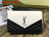 Saint Laurent Envelope Chain Wallet in Black and White Matelasse Leather Replica