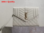 Saint Laurent Envelope Flap Pouch in Mix Matelasse Grain de Poudre Leather Blanc Vintage Replica