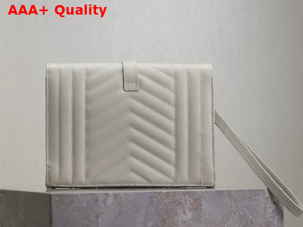 Saint Laurent Envelope Flap Pouch in Mix Matelasse Grain de Poudre Leather Blanc Vintage Replica