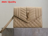 Saint Laurent Envelope Flap Pouch in Mix Matelasse Grain de Poudre Leather Dark Beige Replica