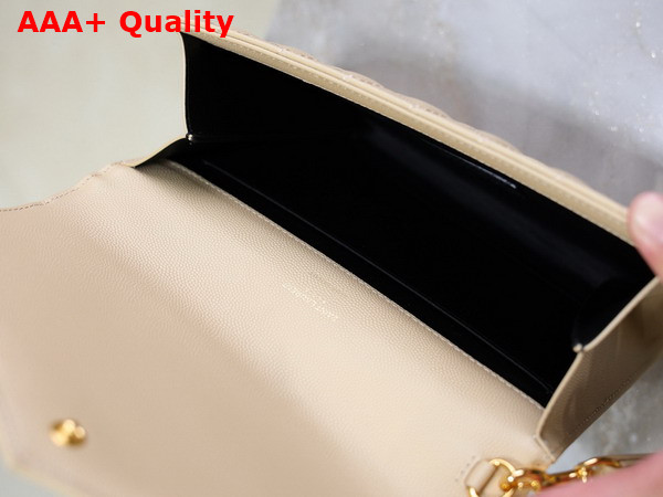 Saint Laurent Envelope Flap Pouch in Mix Matelasse Grain de Poudre Leather Dark Beige Replica