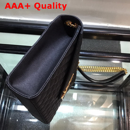 Saint Laurent Envelope Large in Black with Gold Metal YSL Horizontal and Vertical Quilted Overstitching Replica