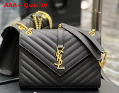 Saint Laurent Envelope Medium Bag in Black Matelasse Grain de Poudre Embossed Leather with Gold Tone Metal Replica