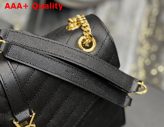 Saint Laurent Envelope Medium Bag in Black Matelasse Grain de Poudre Embossed Leather with Gold Tone Metal Replica