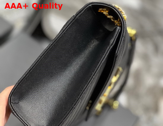 Saint Laurent Envelope Medium Bag in Black Matelasse Grain de Poudre Embossed Leather with Gold Tone Metal Replica