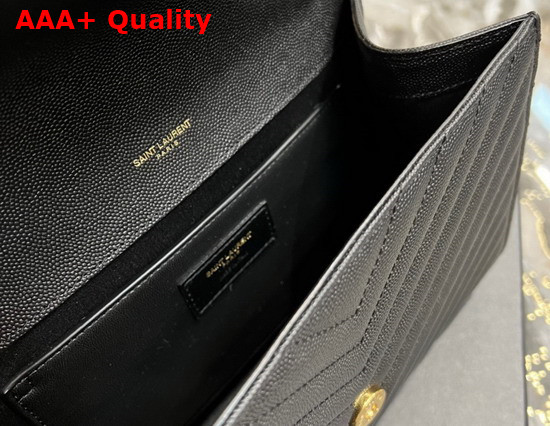 Saint Laurent Envelope Medium Bag in Black Matelasse Grain de Poudre Embossed Leather with Gold Tone Metal Replica