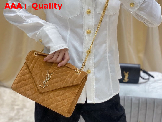 Saint Laurent Envelope Medium Bag in Cinnamon Mix Matelasse Suede Leather Replica