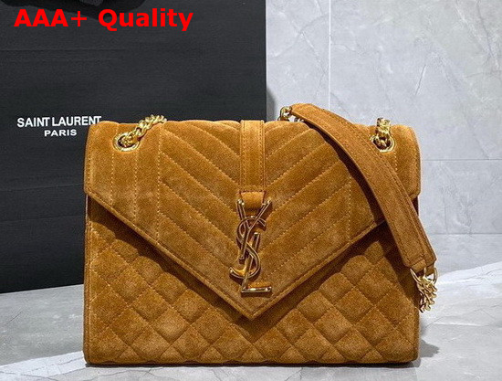 Saint Laurent Envelope Medium Bag in Cinnamon Mix Matelasse Suede Leather Replica