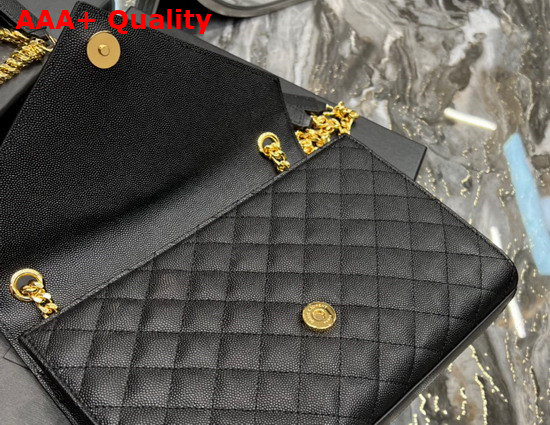 Saint Laurent Envelope Medium Bag in Mix Matelasse Grain de Poudre Embossed Leather Black Replica