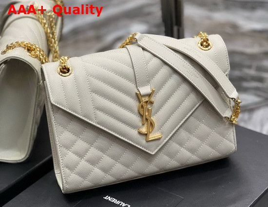 Saint Laurent Envelope Medium Bag in Mix Matelasse Grain de Poudre Embossed Leather Blanc Vintage Replica