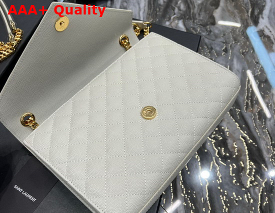Saint Laurent Envelope Medium Bag in Mix Matelasse Grain de Poudre Embossed Leather Blanc Vintage Replica