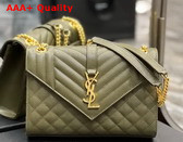 Saint Laurent Envelope Medium Bag in Mix Matelasse Grain de Poudre Embossed Leather Vert Kaki Replica