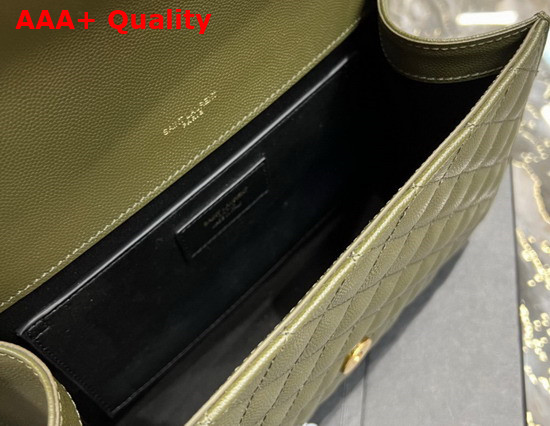 Saint Laurent Envelope Medium Bag in Mix Matelasse Grain de Poudre Embossed Leather Vert Kaki Replica