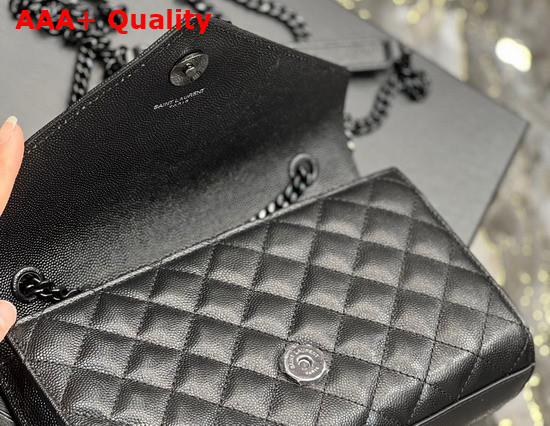 Saint Laurent Envelope Small Bag in Mix Matelasse Grain de Poudre Embossed Leather Black Replica