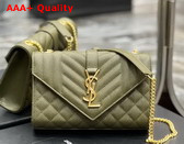 Saint Laurent Envelope Small Bag in Mix Matelasse Grain de Poudre Embossed Leather Vert Kaki Replica