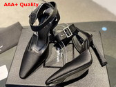 Saint Laurent Fanny Slingback Pumps in Black Crepe Satin Replica