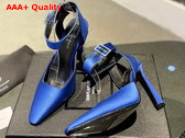 Saint Laurent Fanny Slingback Pumps in Blue Crepe Satin Replica