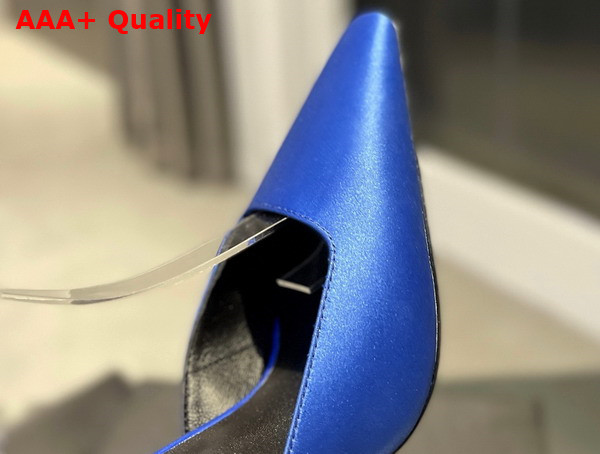 Saint Laurent Fanny Slingback Pumps in Blue Crepe Satin Replica