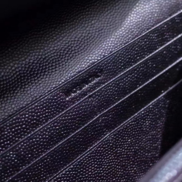 Saint Laurent Flap Wallet in Black and Dove White Grain De Poudre Textured Matelasse Leather For Sale
