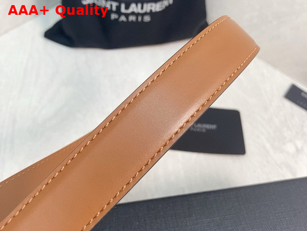 Saint Laurent Folk Buckle Belt in Brown Smooth Leather Replica