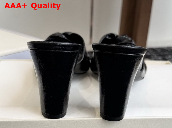 Saint Laurent Franciane Mules in Black Crinkled Leather Replica