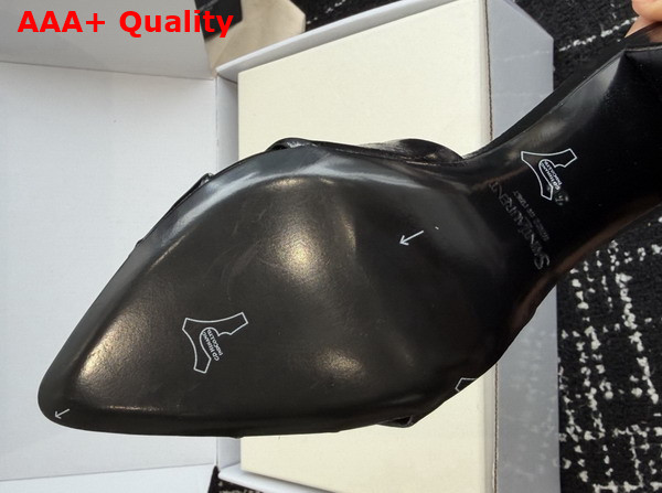 Saint Laurent Franciane Mules in Black Crinkled Leather Replica