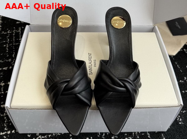 Saint Laurent Franciane Mules in Black Smooth Leather Replica
