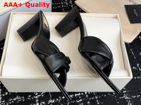 Saint Laurent Franciane Mules in Black Smooth Leather Replica