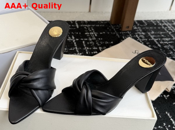 Saint Laurent Franciane Mules in Black Smooth Leather Replica