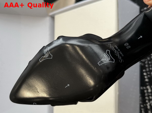 Saint Laurent Franciane Mules in Black Smooth Leather Replica