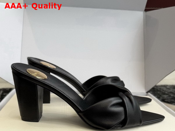 Saint Laurent Franciane Mules in Black Smooth Leather Replica