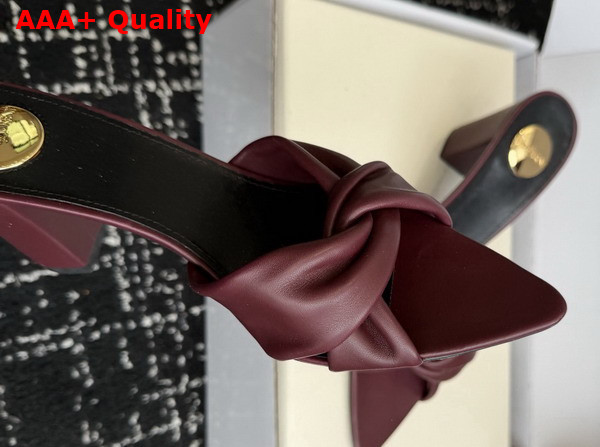 Saint Laurent Franciane Mules in Burgundy Smooth Leather Replica