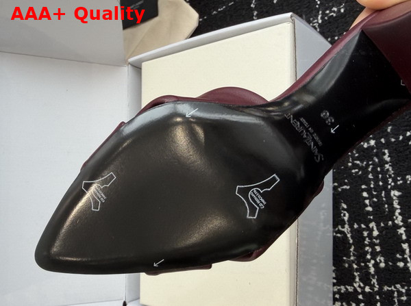 Saint Laurent Franciane Mules in Burgundy Smooth Leather Replica