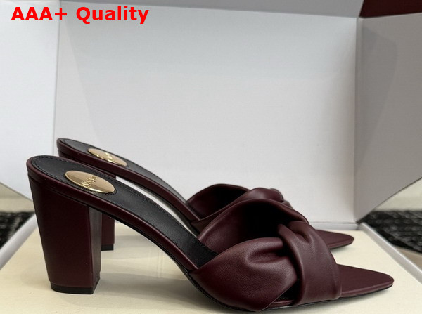 Saint Laurent Franciane Mules in Burgundy Smooth Leather Replica