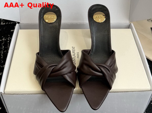 Saint Laurent Franciane Mules in Chocolate Smooth Leather Replica