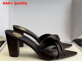 Saint Laurent Franciane Mules in Chocolate Smooth Leather Replica