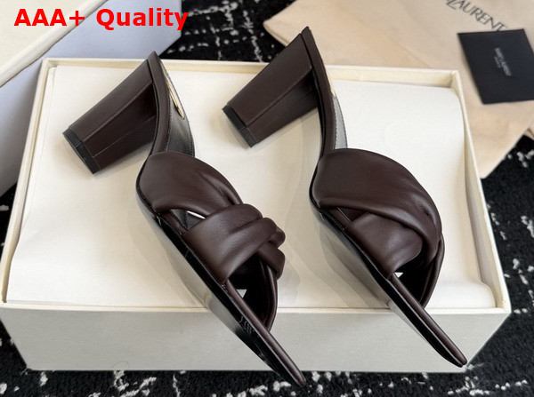 Saint Laurent Franciane Mules in Chocolate Smooth Leather Replica