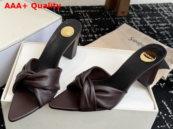 Saint Laurent Franciane Mules in Chocolate Smooth Leather Replica