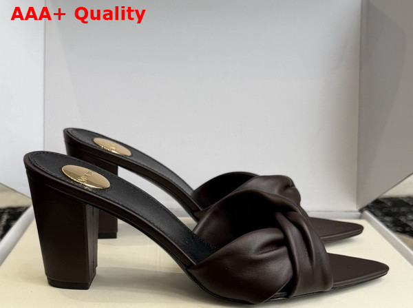 Saint Laurent Franciane Mules in Chocolate Smooth Leather Replica