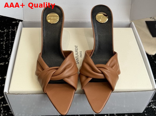 Saint Laurent Franciane Mules in Macadamia Smooth Leather Replica