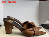 Saint Laurent Franciane Mules in Macadamia Smooth Leather Replica