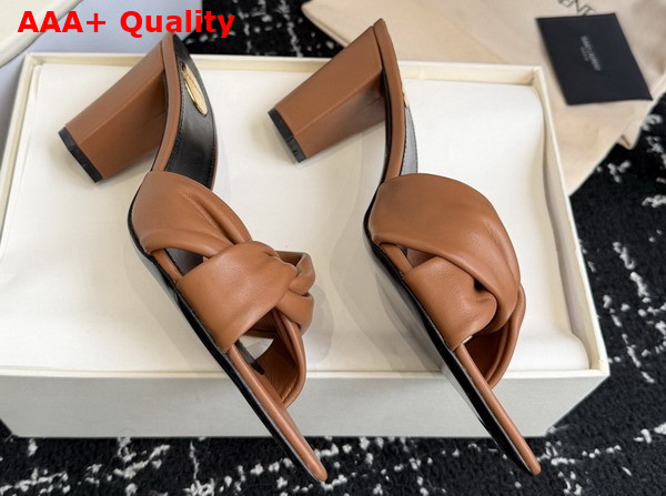 Saint Laurent Franciane Mules in Macadamia Smooth Leather Replica