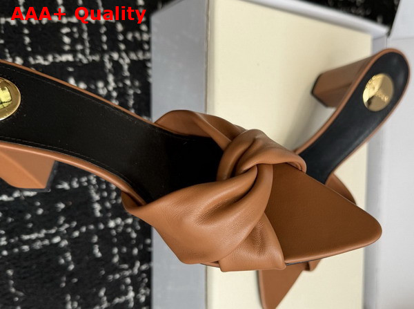 Saint Laurent Franciane Mules in Macadamia Smooth Leather Replica
